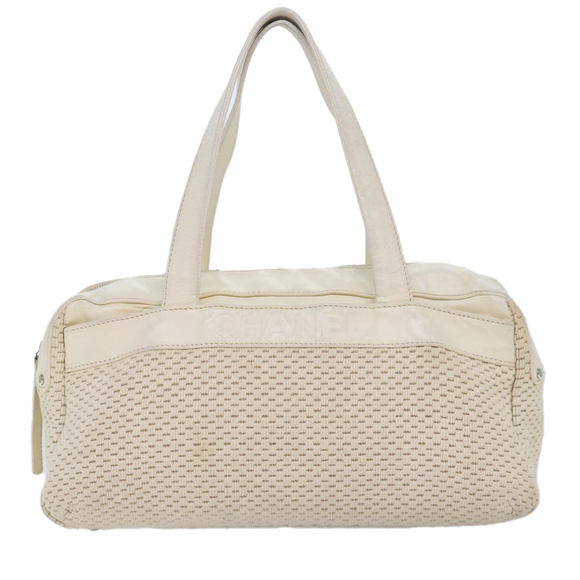 CHANEL Hand Bag Canvas Leather Beige CC Auth yb619 - Picture 13 of 16